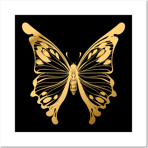 Gold butterfly Wall Art by OKUR Creative